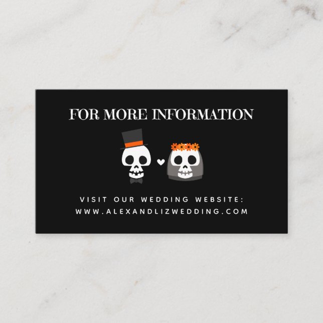 Sweet Skulls Wedding Website Umschließungskarte Begleitkarte (Vorderseite)