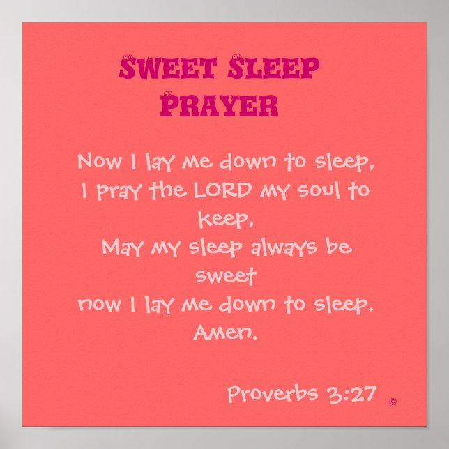 Sweet Sleep Gebet anpassen Poster (Vorne)