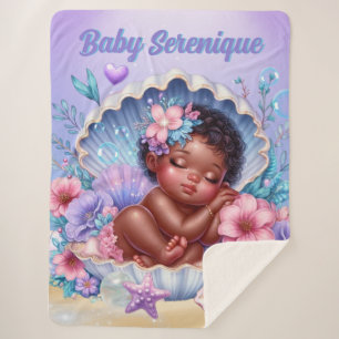 Sweet Sleeping Baby Girl Seashell Pastel Sherpadecke