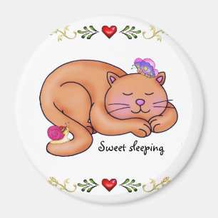 Sweet Sleeping Kitty Magnet