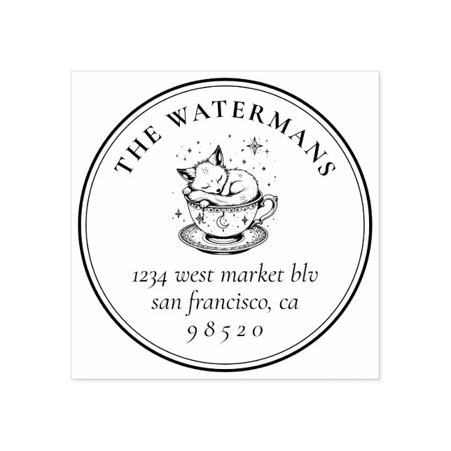 Sweet Sleeping Magical Baby Fox Name und Anschrift Gummistempel (Prägung)