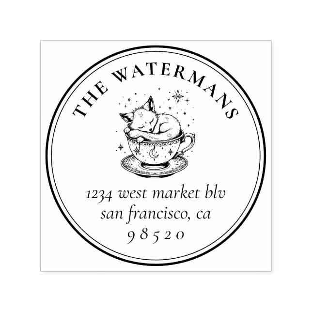 Sweet Sleeping Magical Baby Fox Name und Anschrift Permastempel (Design)