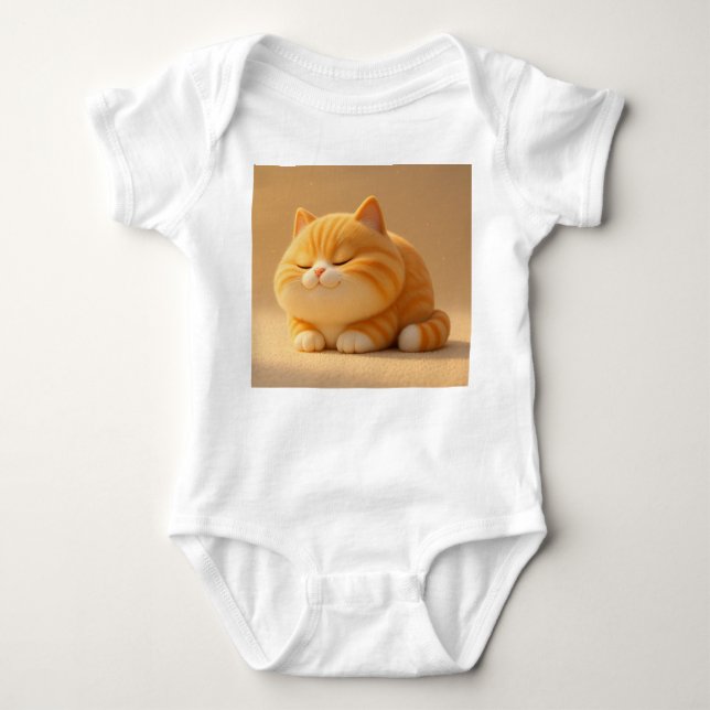 Sweet Sleeping Orange Tabby Cat – Baby Bodysuit De Baby Strampler (Vorderseite)