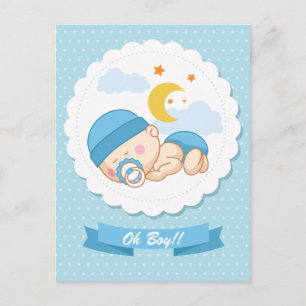 Sweet Sleeping Säugling Boy Baby Dusche Einladung