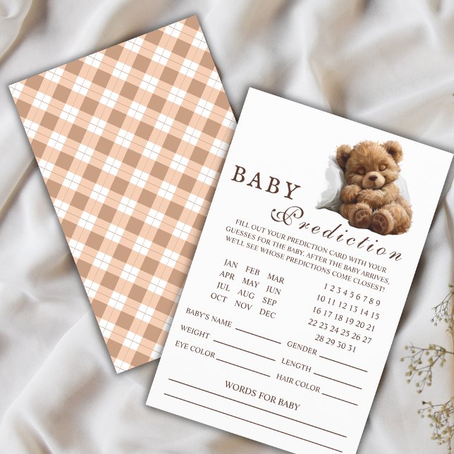 Sweet Sleeping Teddy Bear Baby Predictions Card Flyer (Von Creator hochgeladen)