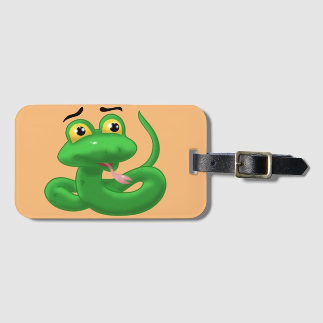 Sweet, Slithering Cartoon Schlange Gepäckanhänger (Vorderseite (Horizontal))