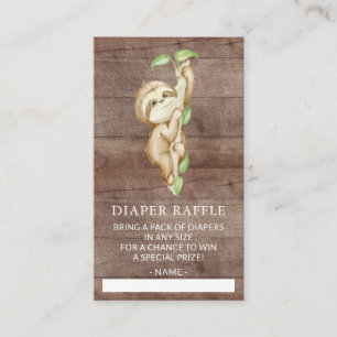 Sweet Sloth Baby Dusche Windeln Raffle Ticket Begleitkarte