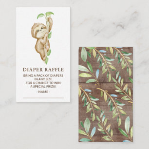 Sweet Sloth Baby Dusche Windeln Raffle Ticket Begleitkarte