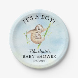 Sweet Sloth Baby Shower 7" Platten Pappteller