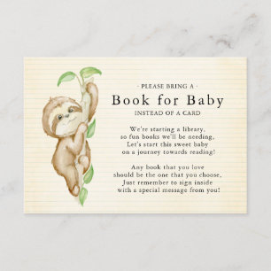 Sweet Sloth Baby Shower Book for Baby Card Begleitkarte