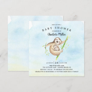 Sweet Sloth Boys Baby Dusche Einladung