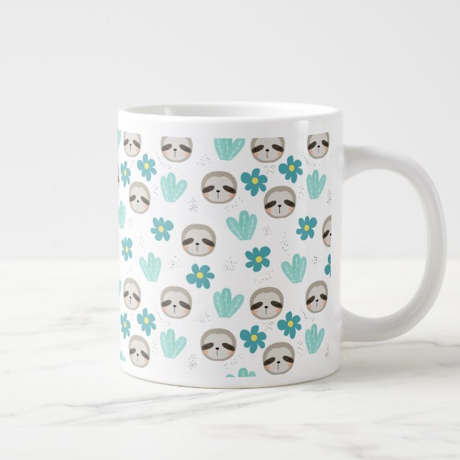 Sweet Sloth Floral Pattern Jumbo-Tasse (Rechts)