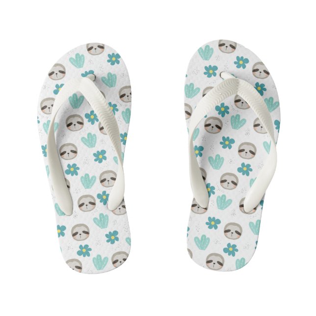 Sweet Sloth Floral Pattern Kinderbadesandalen (Fußbett)