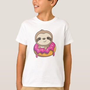 Sweet Sloth Funny Animes in Donut Faults T-Shirt