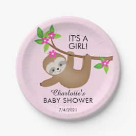 Sweet Sloth It's a Girl Paper Plate Pappteller