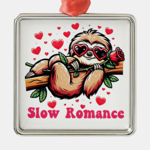 Sweet Sloth Moments: Valentinstag Langsame Romanti Ornament Aus Metall