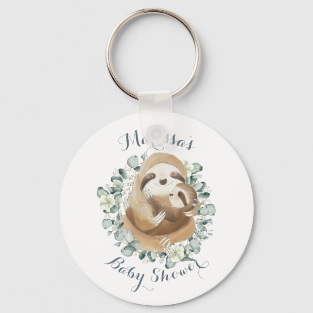 Sweet Sloth Mommy Cuddle Wreath Baby Dusche Gefall Schlüsselanhänger (Vorderseite)