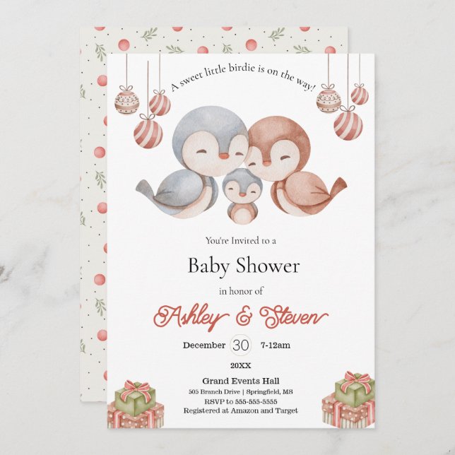 Sweet Small Birdie Baby Dusche Einladung (Vorne/Hinten)