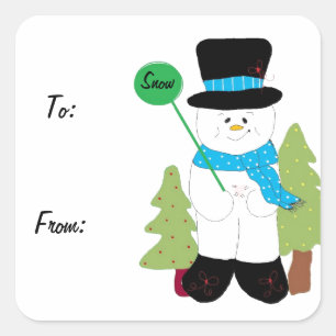 Sweet Smiling Frosty Snowman Quadratischer Aufkleber