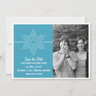 Sweet Snowflake Save the Date einladen, blau Einladung