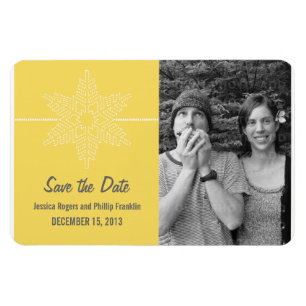 Sweet Snowflake Save the Date Magnet, Gelb Magnet
