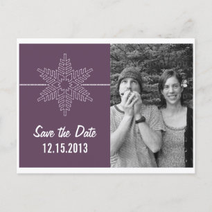 Sweet Snowflake Save the Date Postcard, Lila Ankündigungspostkarte