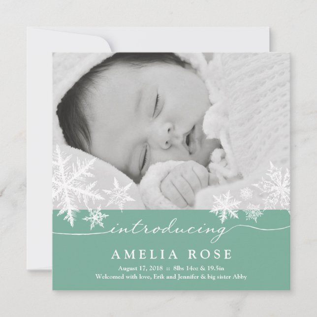 Sweet Snowflakes | Kinderankündigung Feiertagskarte (Vorderseite)