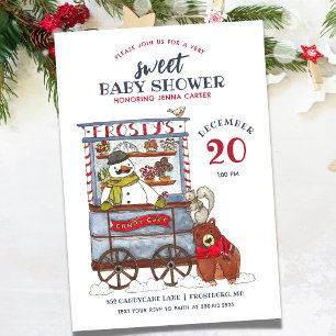 Sweet Snowman Forest Dezember Baby Dusche Einladung