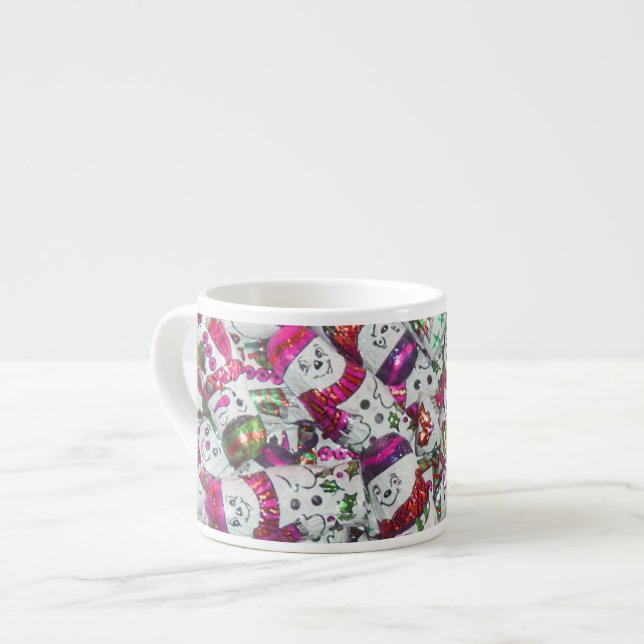Sweet Snowmen Pink Espresso Tasse (Vorderseite Links)