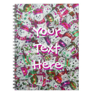 Sweet Snowmen Pink Text Notebook Notizblock
