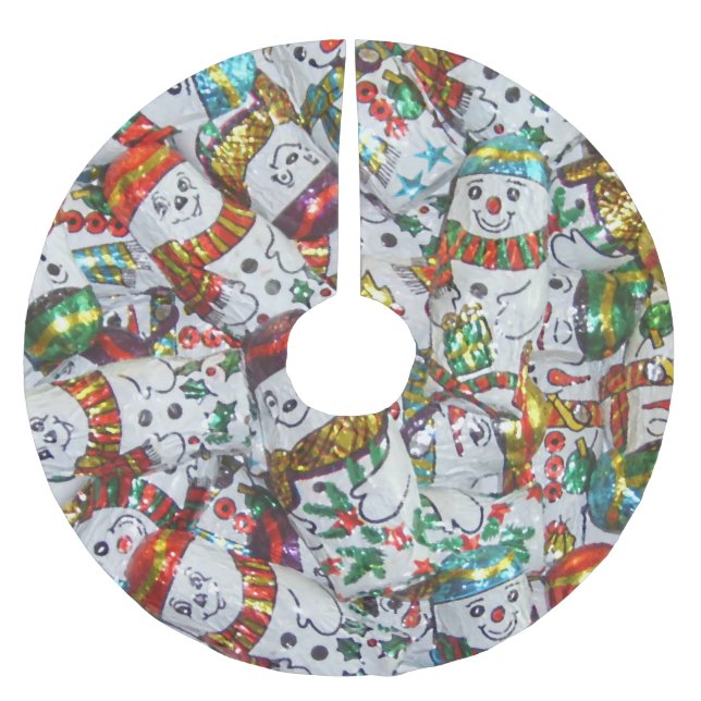 Sweet Snowmen-Rock Polyester Weihnachtsbaumdecke (Vorderseite)
