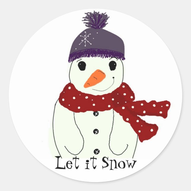 Sweet Snowmen Runder Aufkleber (Vorderseite)