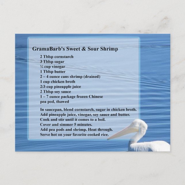 Sweet & Sour Shrimps Rezept Postkarte (Vorderseite)