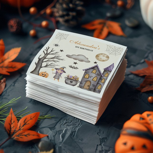 Sweet & Spooky Baby Witz Geburtstag Serviette (Von Creator hochgeladen)