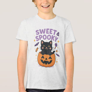 Sweet & Spooky Black Cat Halloween T - Shirt