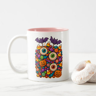 Sweet & Spooky Halloween Candy Chaos Zweifarbige Tasse