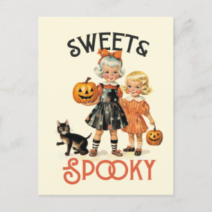 "Sweet & Spooky" im Vintagen Stil der Mitte des Ja Postkarte