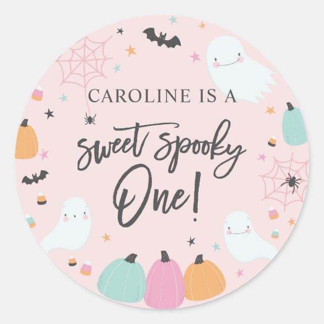Sweet Spooky One 1. Geburtstag Party Round Sticker (Vorderseite)