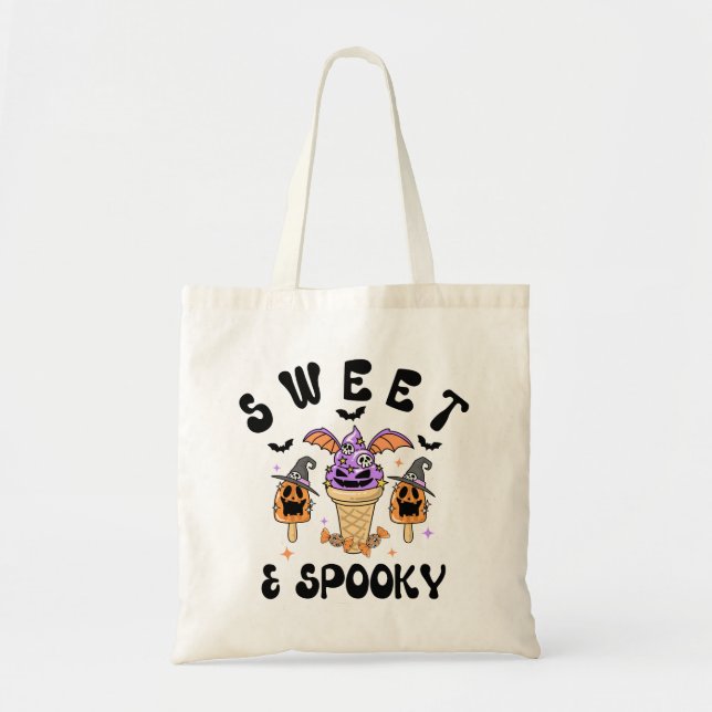 Sweet & Spooky Retro Monster Ice Creme Halloween Tragetasche (Vorne)
