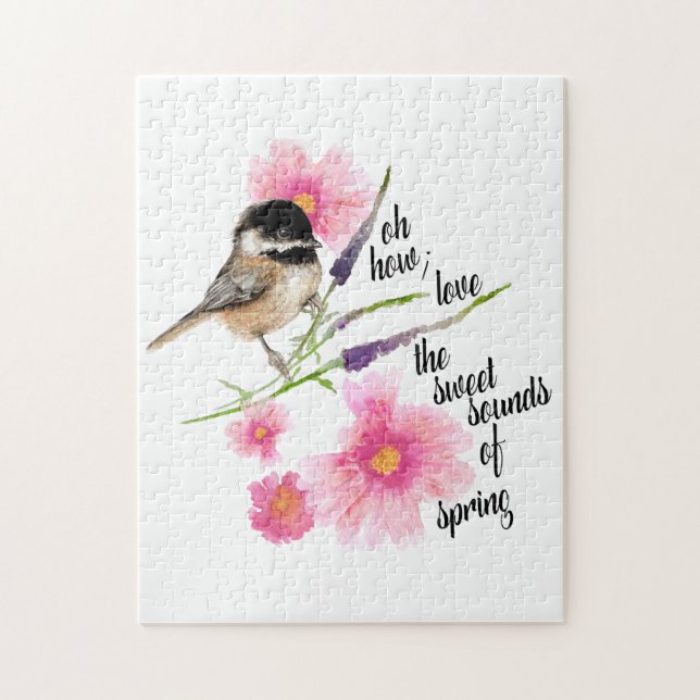 Sweet Sprichwort Chickadee Black Capped Wasserfarb Puzzle (Vertikal)