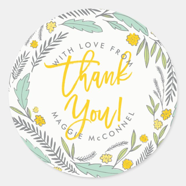 Sweet Sprigs Gender Neutral Baby Danke Aufkleber (Vorderseite)