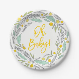 Sweet Sprigs Gender Neutral Baby Shower Plate Pappteller