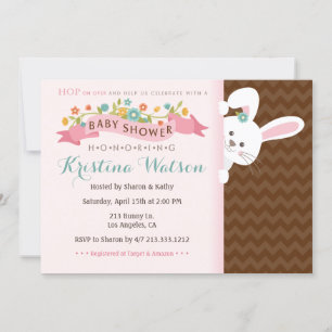 Sweet Spring Bunny Girl Baby Shower Einladung