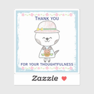 Sweet Spring Flowers Kawaii Cat Vielen Dank Aufkleber