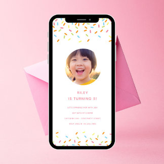 Sweet Sprinkle Kindergeburtstag Party Foto Einladung