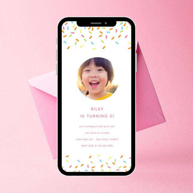 Sweet Sprinkle Kindergeburtstag Party Foto Einladung (Von Creator hochgeladen)
