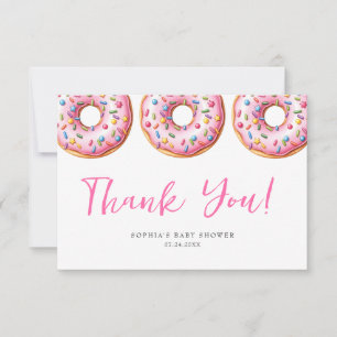 Sweet Sprinkle Pink Donuts Moderne Girl Baby Dusch Dankeskarte