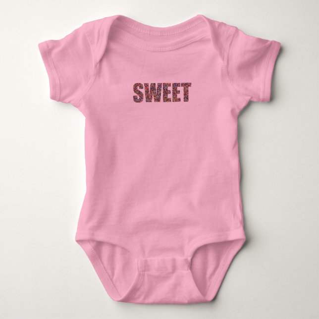 Sweet Sprinkle Print Pink Baby Bodysuit Strampler (Vorderseite)