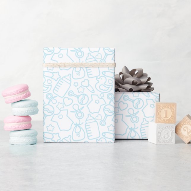 Sweet Sprinkles White Blue Geschenkpapier (Babyparty)