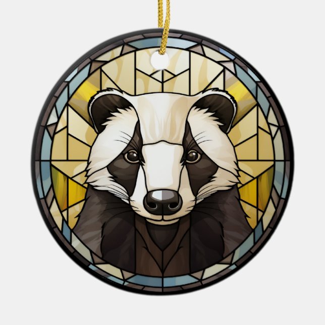 Sweet Stached Glass Badger Keramik Ornament (Vorne)